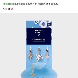 Roller Rabbit Light Blue Claw Hair Clip with Charms